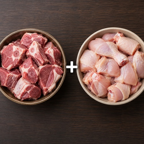 1kg Mutton + 1/2 Chicken